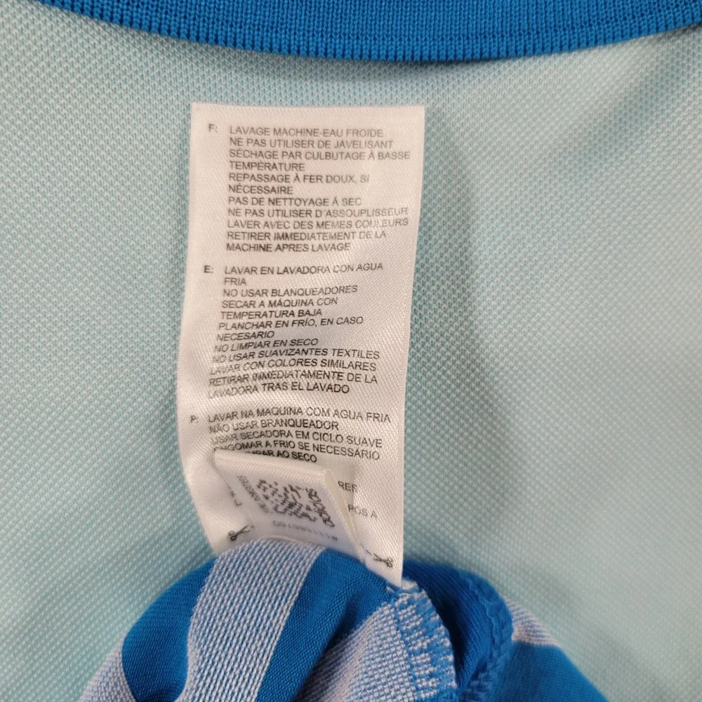 Adidas Golf Climacool Mens 2XL Polo Shirt Blue Aqua Striped Performance Short Sl